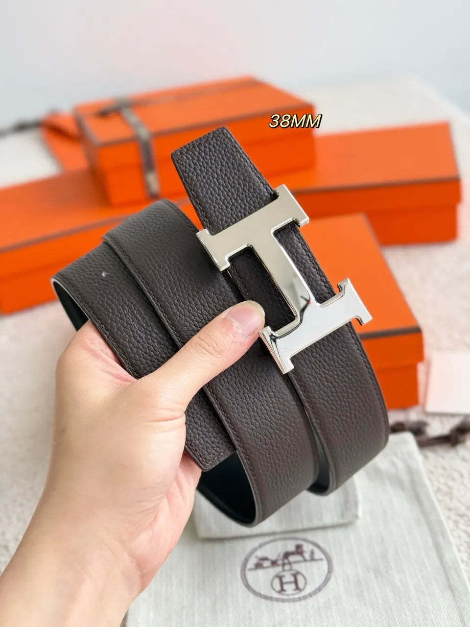 Hermes Black/Brown Reversible Belt - Hình 3
