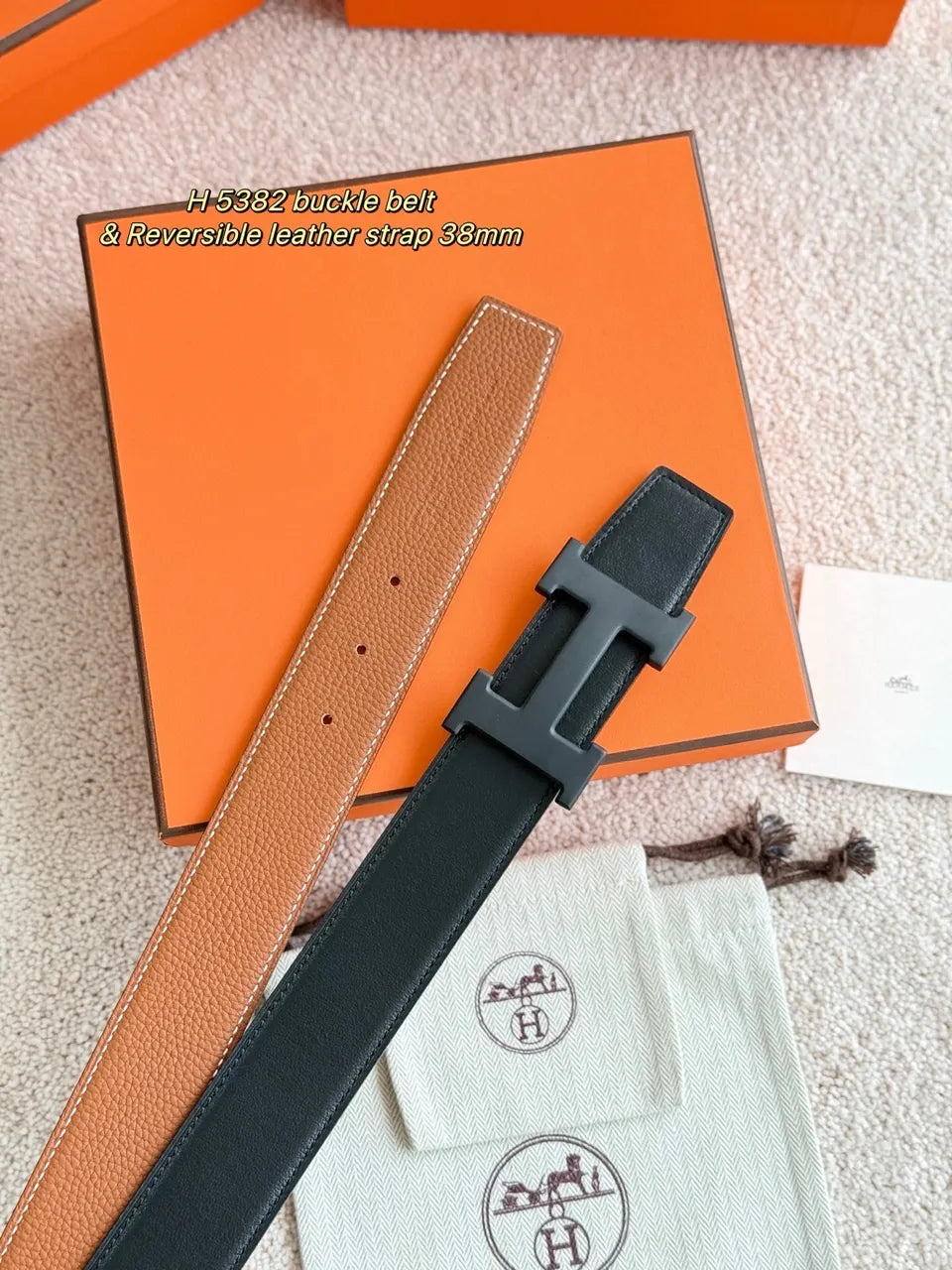 Hermes Reversible Tan/Black Belt - Hình 2