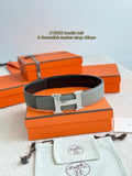 Hermes Gray Black Leather Belt