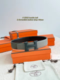 Hermes Grey & Black Reversible Leather Belt
