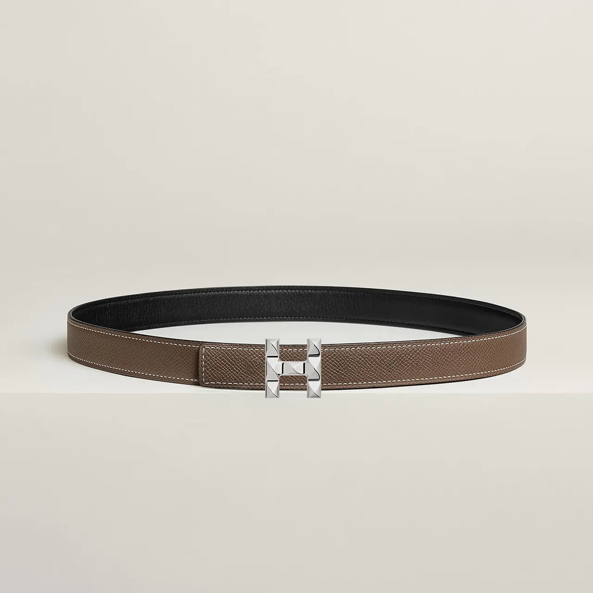 Hermes Reversible Brown & Black Leather Belt - Hình 2