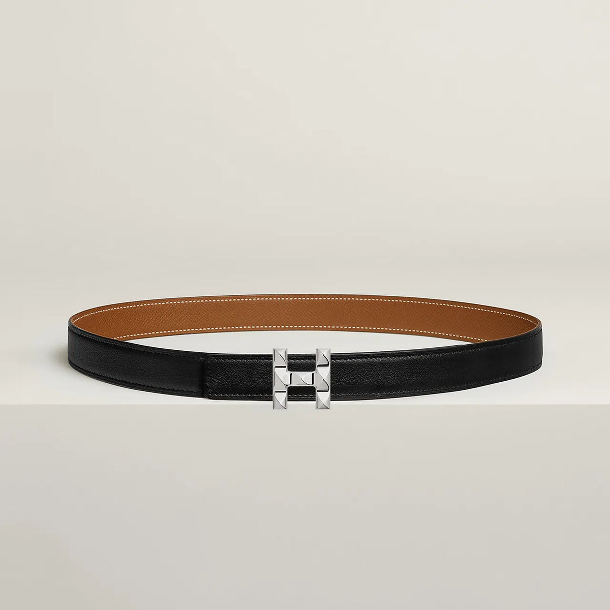 Hermes Reversible Brown & Black Leather Belt - Hình 3