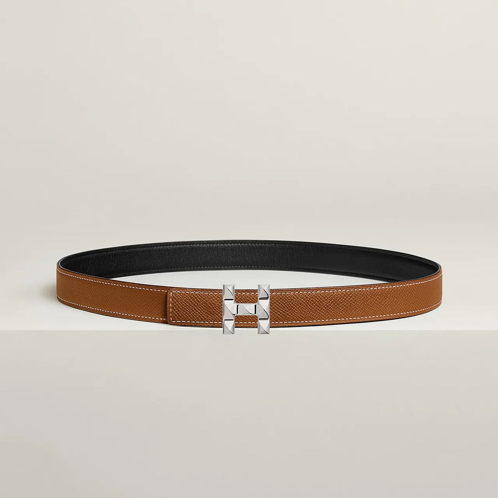 Hermes Reversible Brown & Black Leather Belt - Hình 4