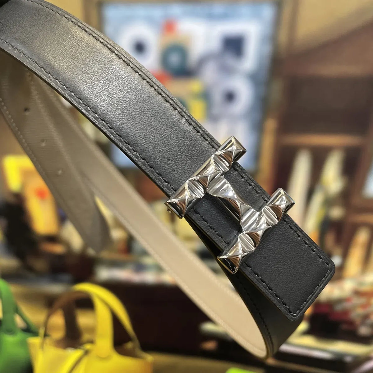 Hermes Etain Leather Belt - Hình 3