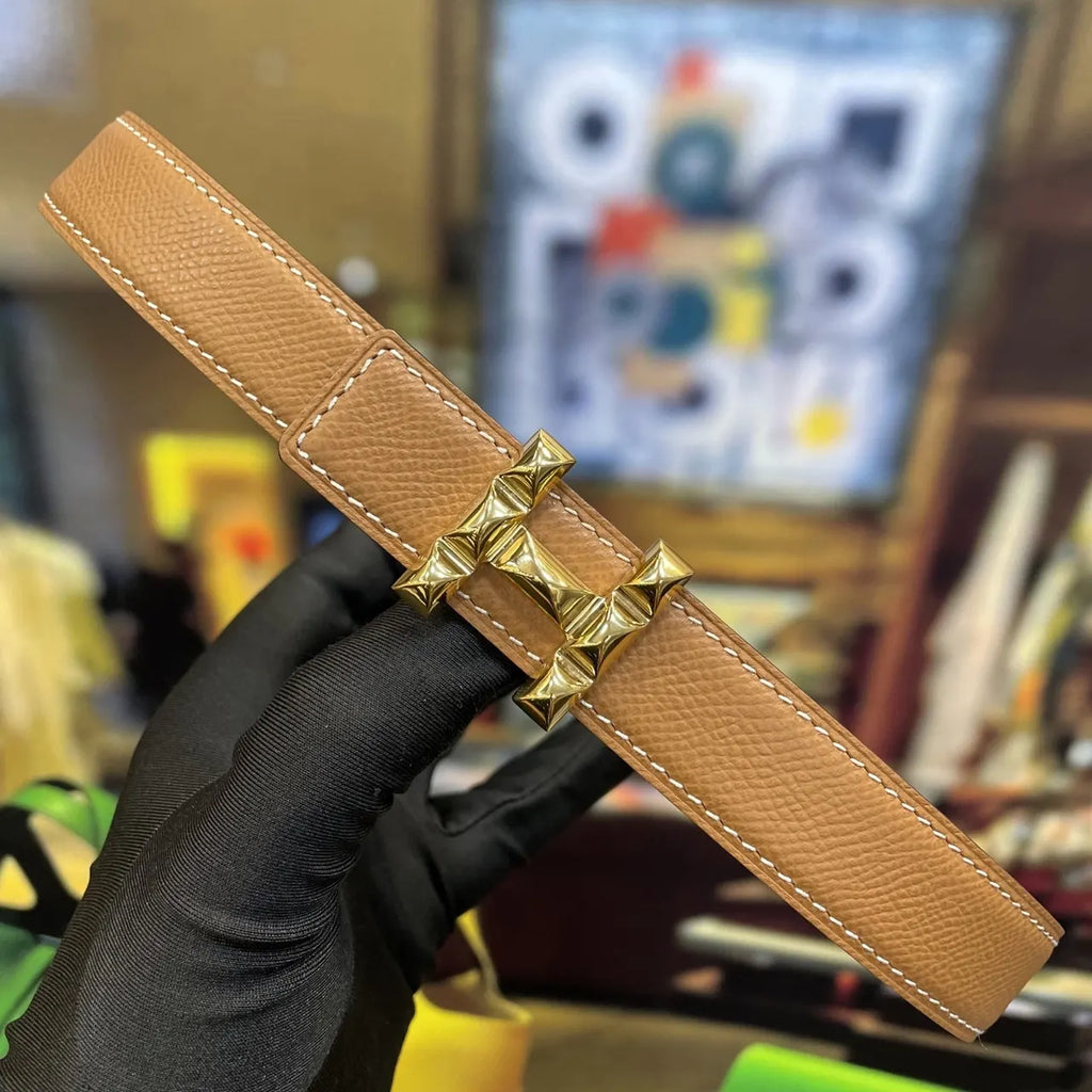 Hermes Gold Studded Buckle Belt