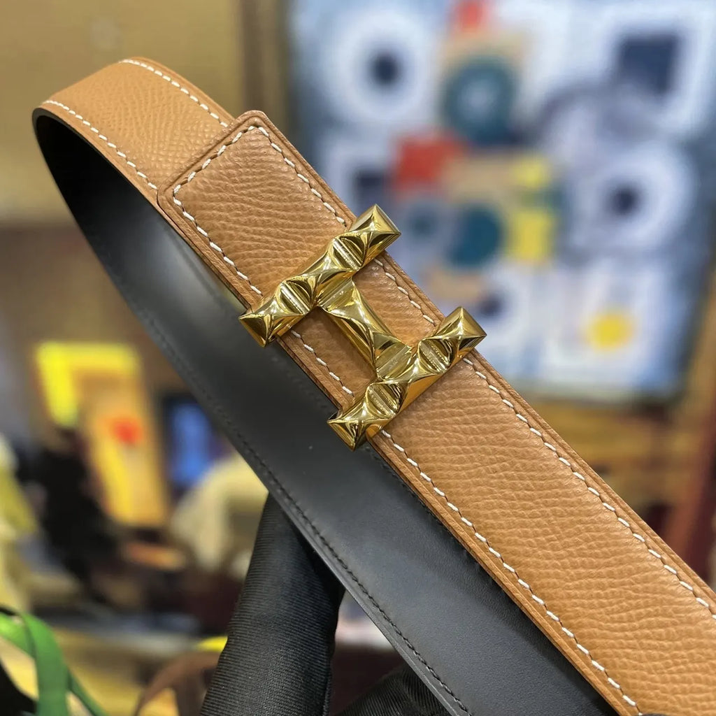 Hermes Gold Studded Buckle Belt - Hình 2