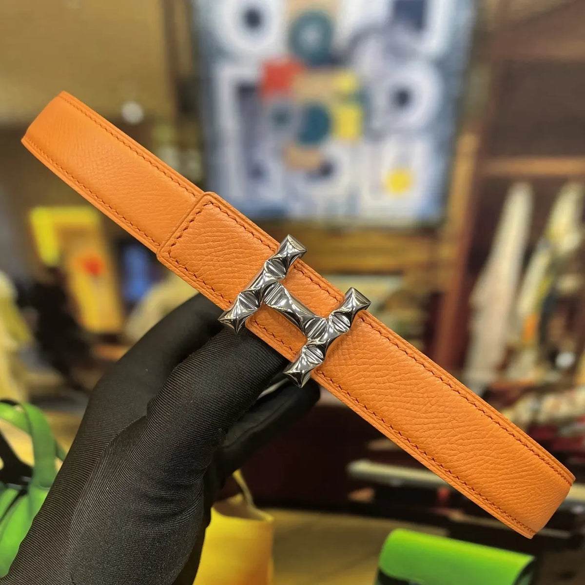 Hermes Tangerine Leather Belt