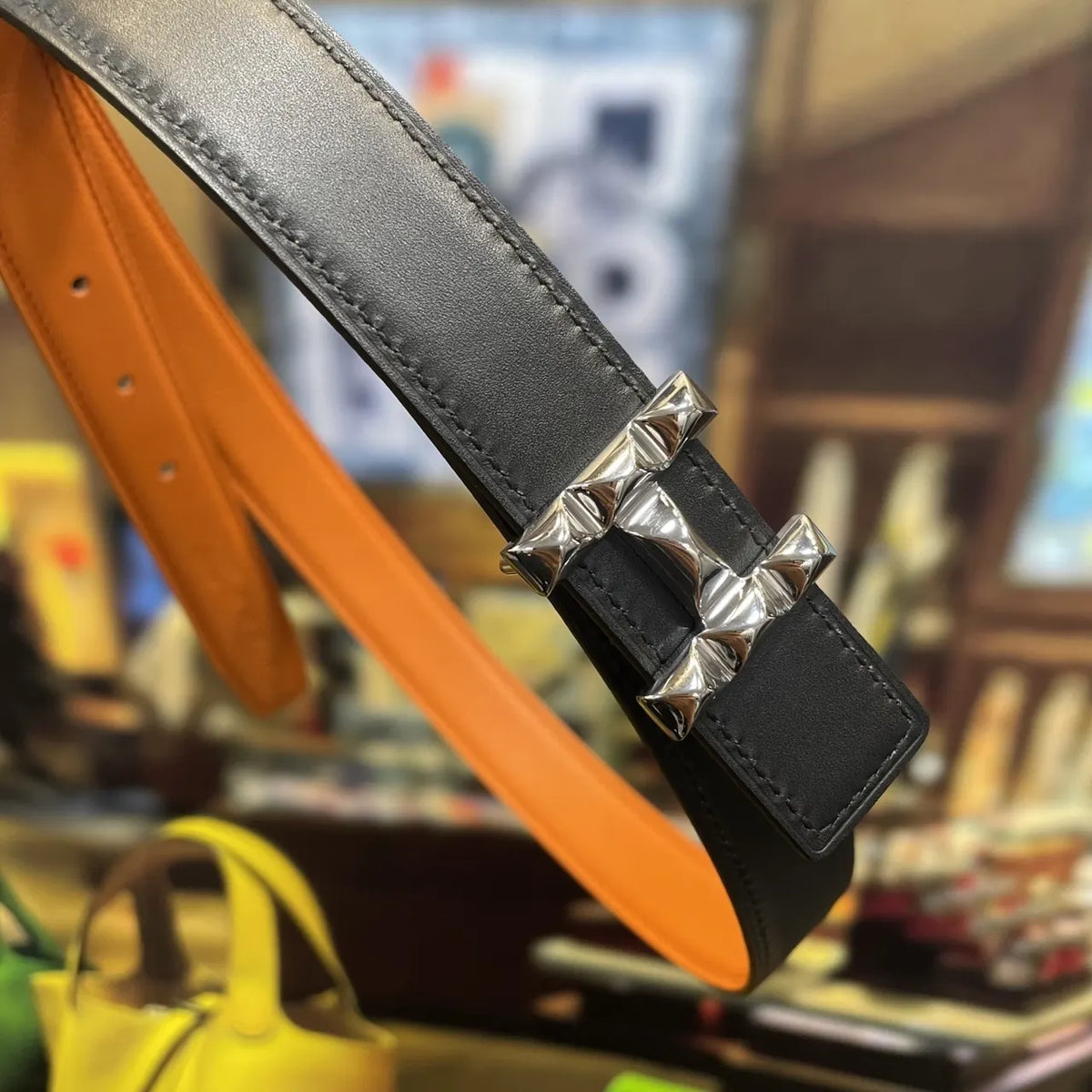 Hermes Tangerine Leather Belt - Hình 3
