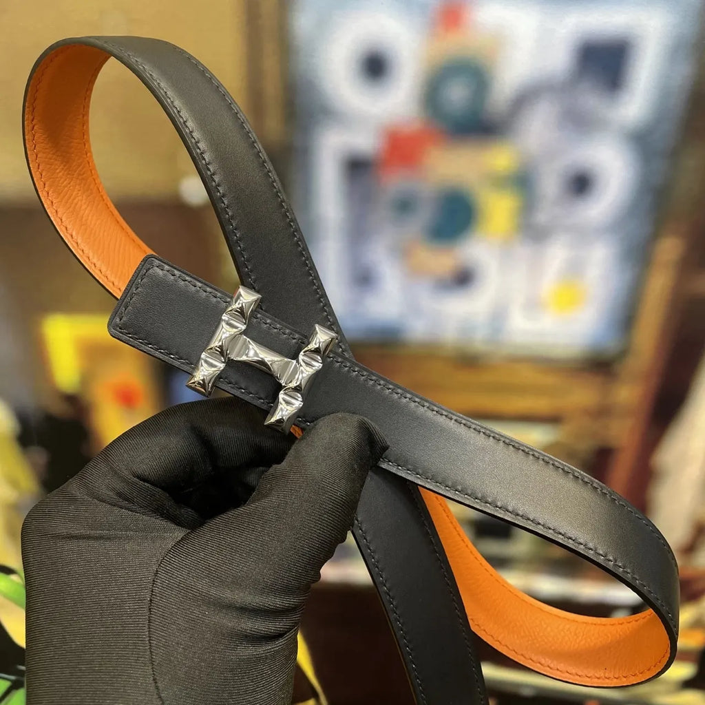 Hermes Tangerine Leather Belt - Hình 5
