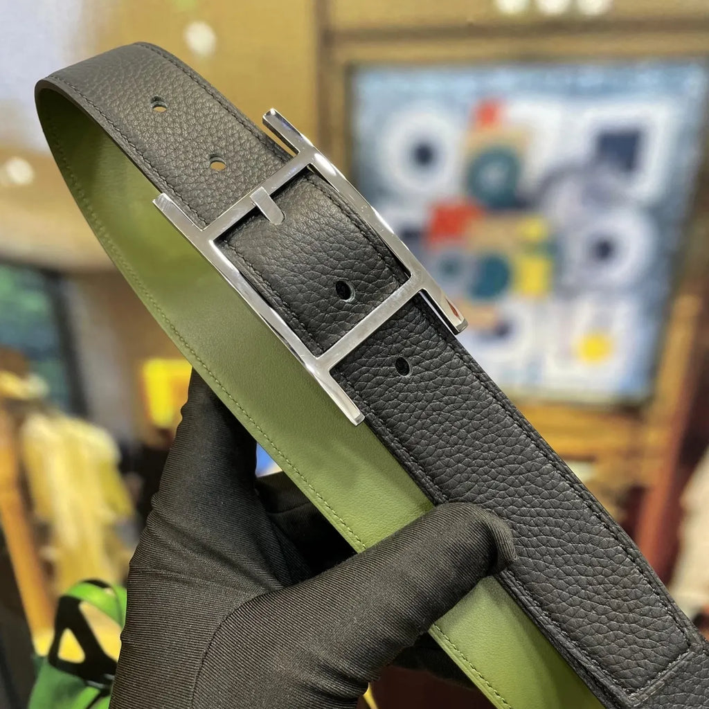 Hermes Olive Green Leather Belt - Hình 4