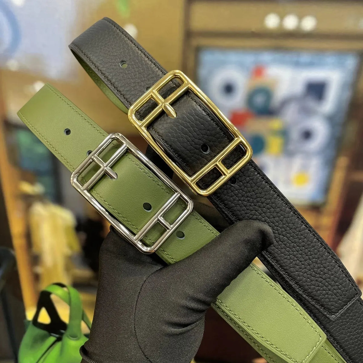 Hermes Green Leather Belt
