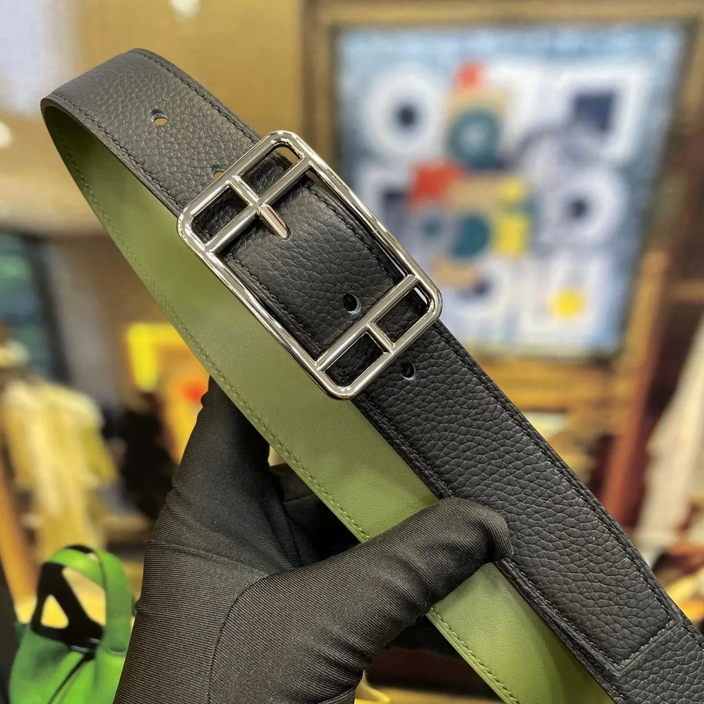 Hermes Green Leather Belt - Hình 4