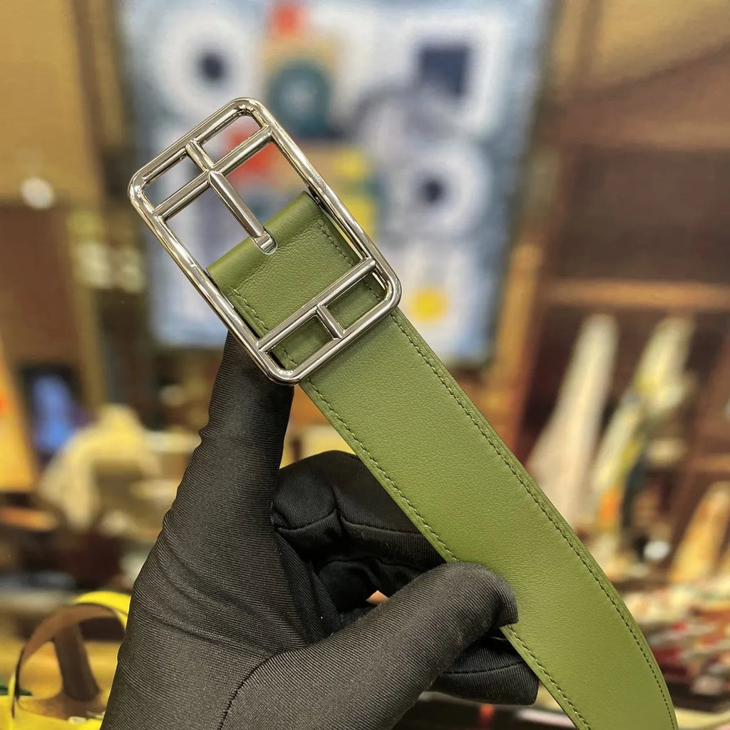 Hermes Green Leather Belt - Hình 5
