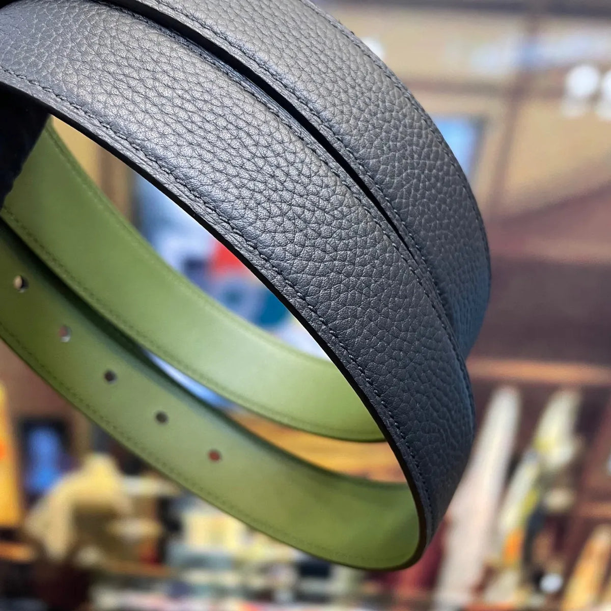 Hermes Green Leather Belt - Hình 8