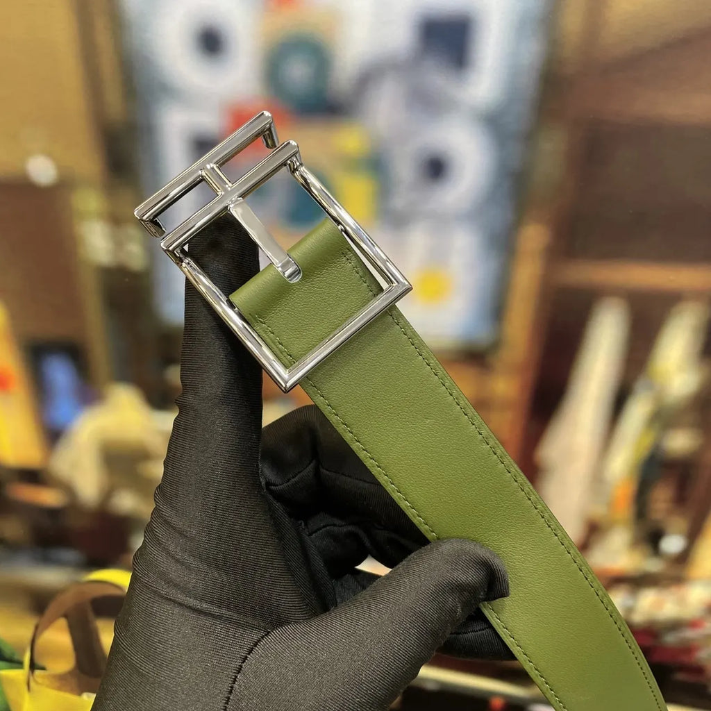 Hermes Olive & Black Reversible Belt - Hình 5