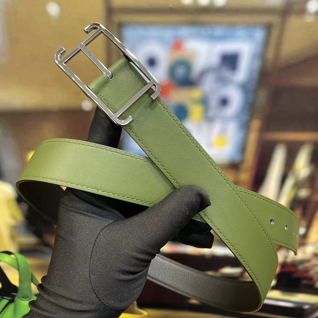 Hermes Olive & Black Leather Belt - Hình 3