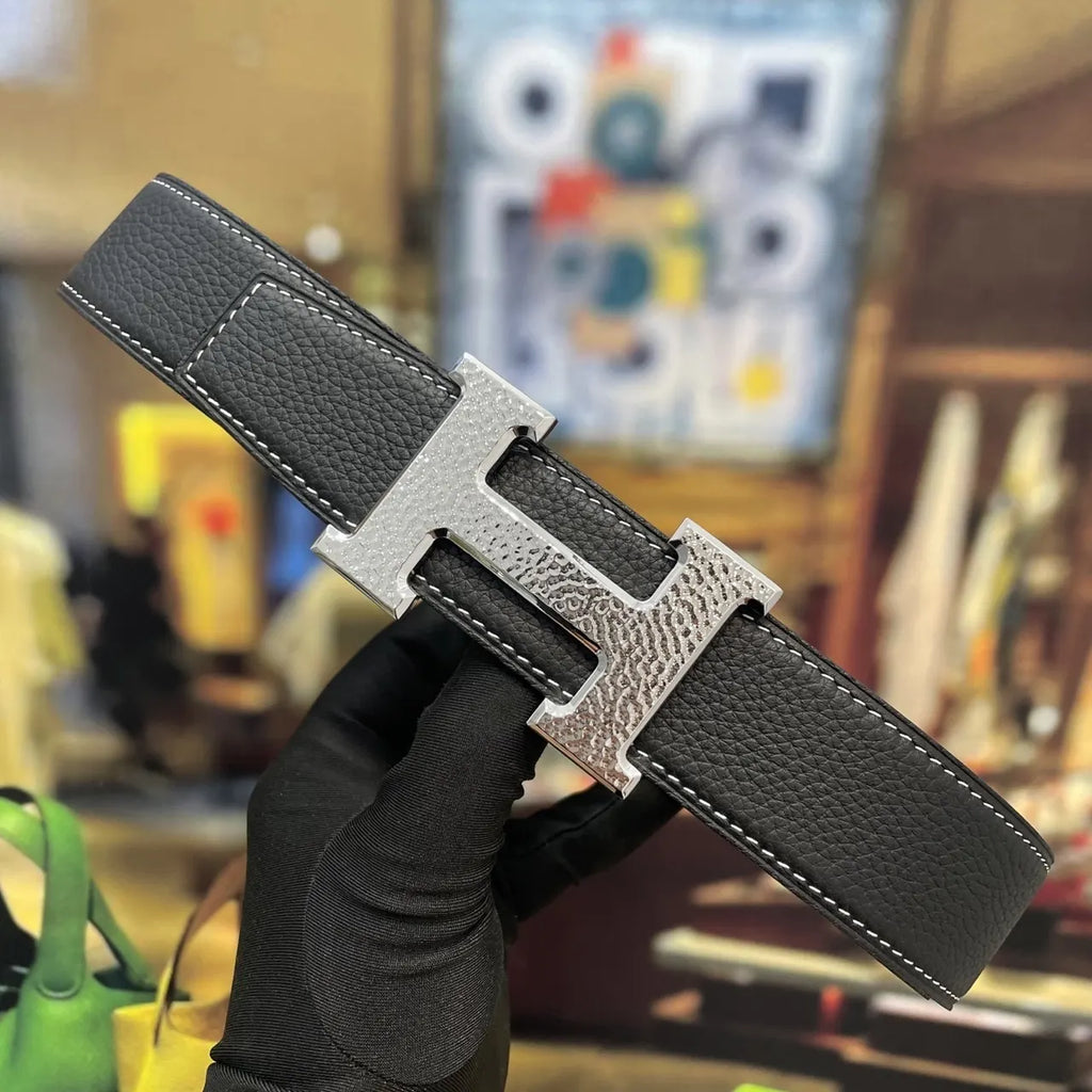 Hermes Black Textured Belt