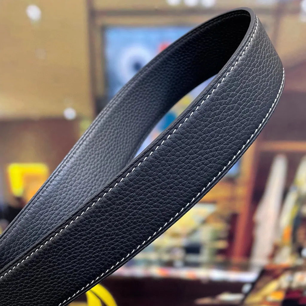 Hermes Black Textured Belt - Hình 5