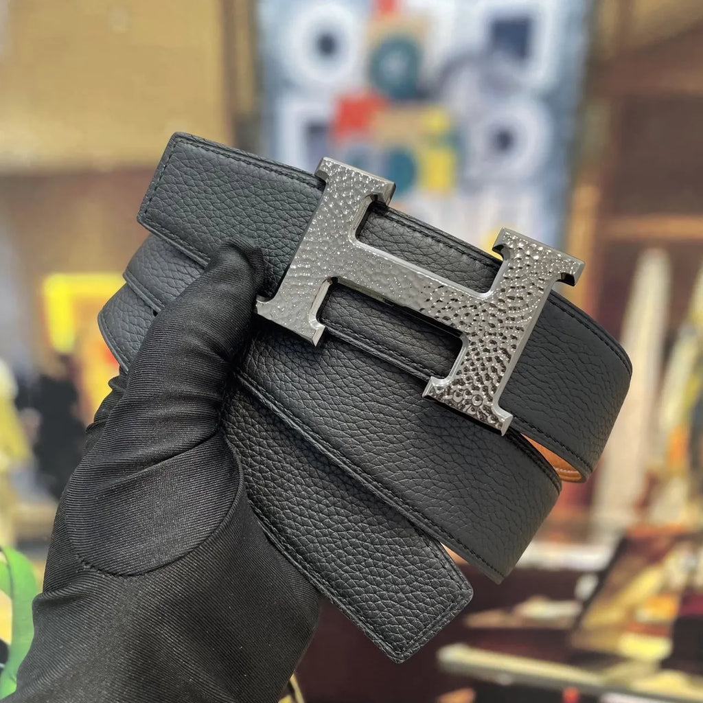 hammered Hermes Tan Leather Belt - Hình 3