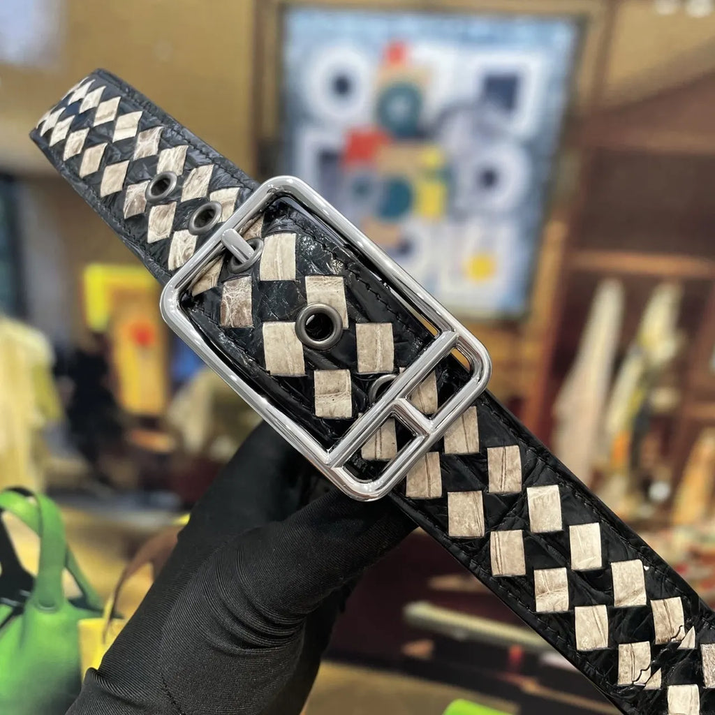 Bottega Veneta Woven Leather Belt black