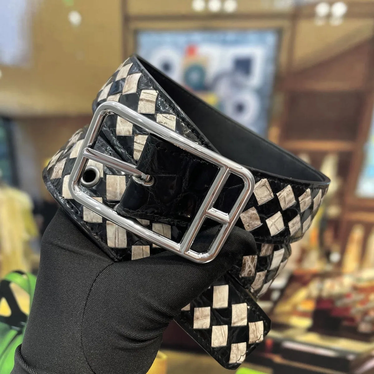 Bottega Veneta Woven Leather Belt black - Hình 2