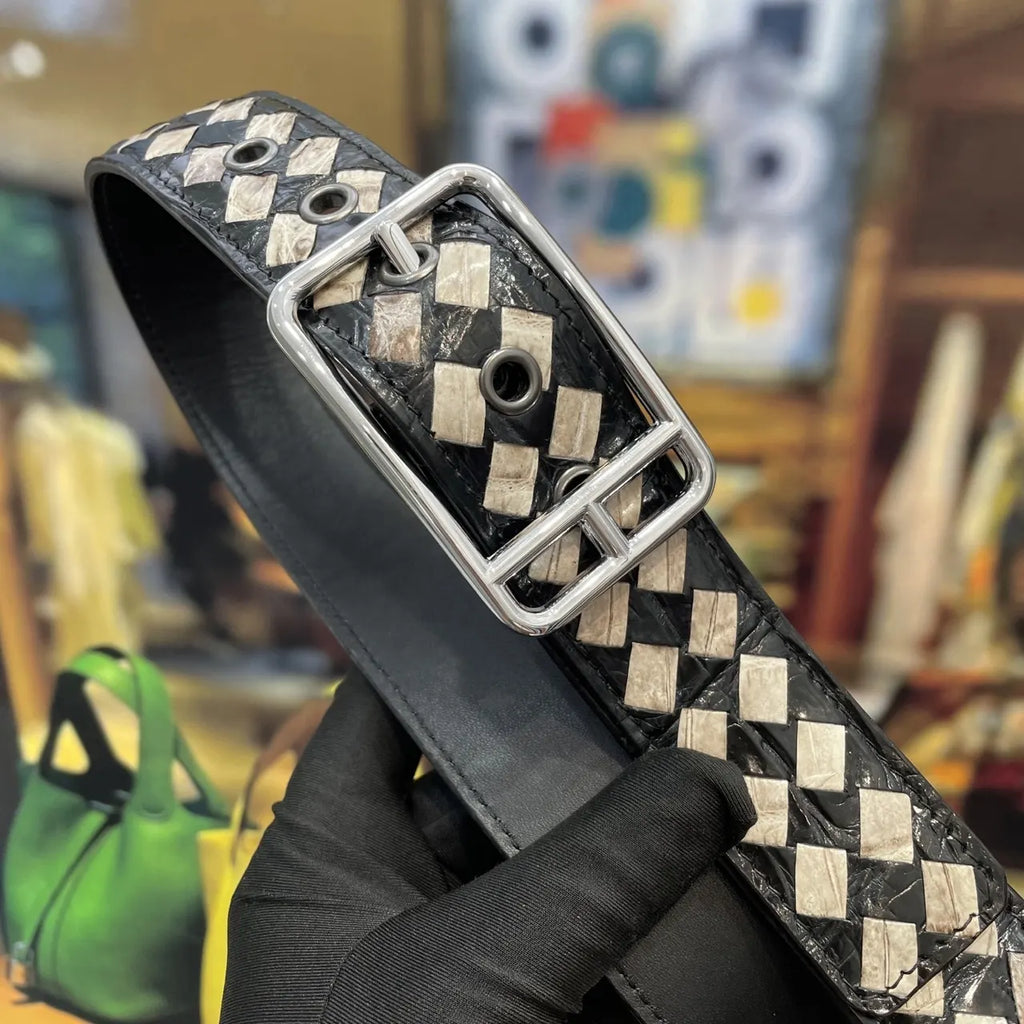 Bottega Veneta Woven Leather Belt black - Hình 4