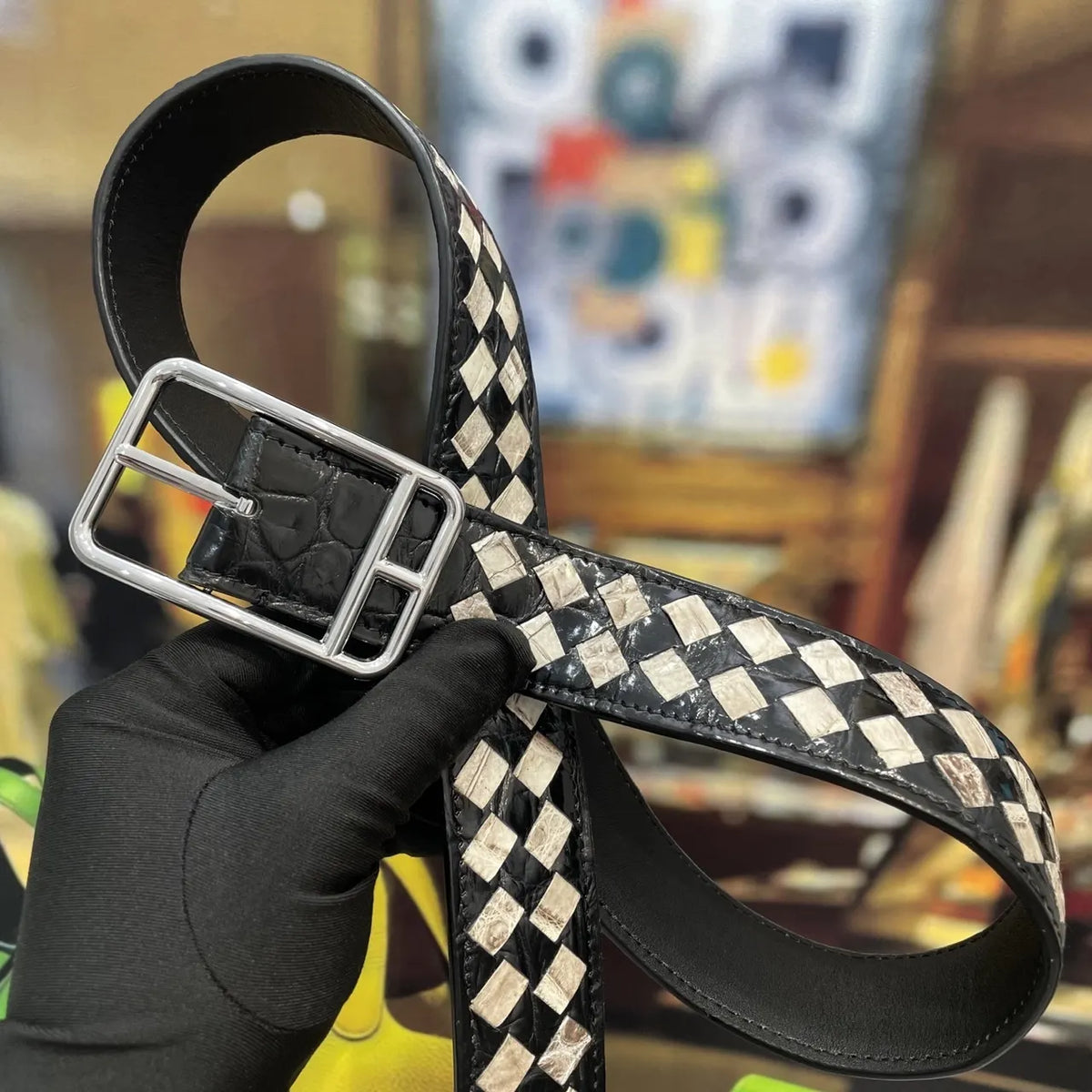 Bottega Veneta Woven Leather Belt black - Hình 5