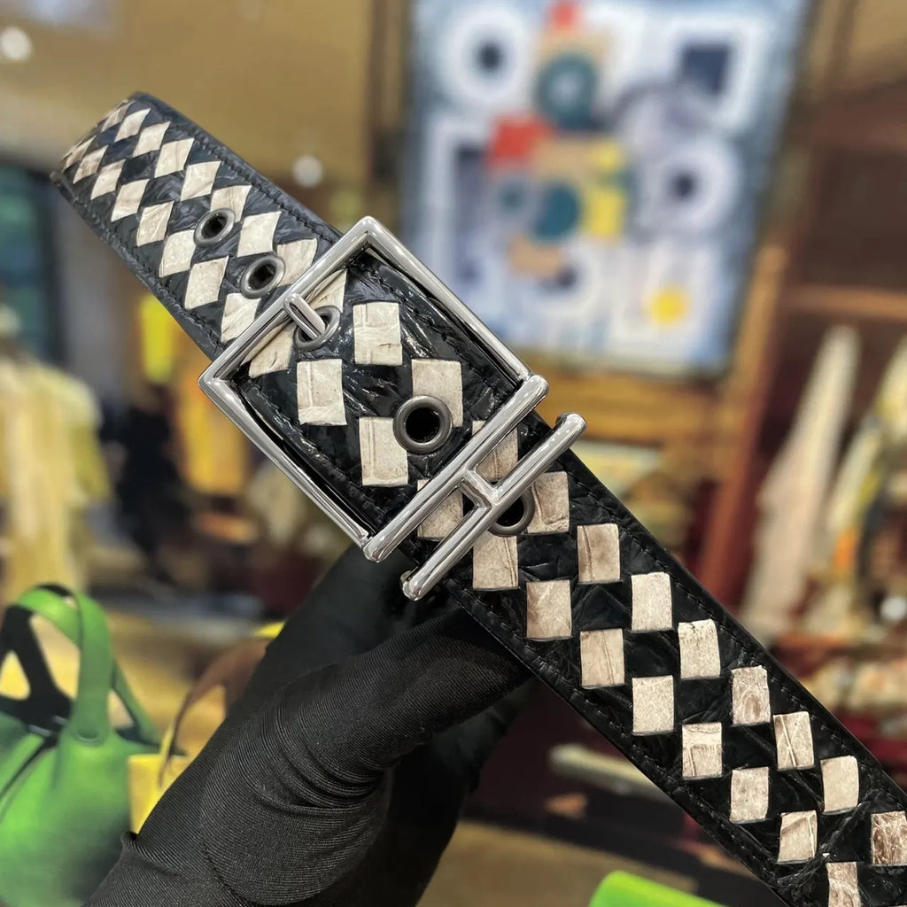 Hermes Checkered Leather Belt