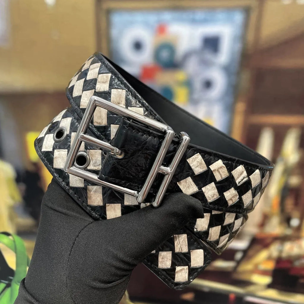 Hermes Checkered Leather Belt - Hình 2