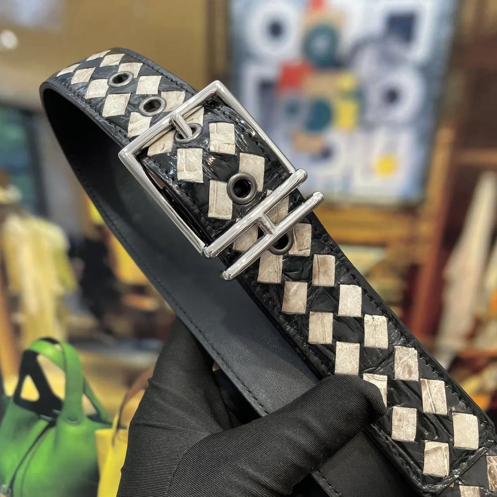 Hermes Checkered Leather Belt - Hình 4