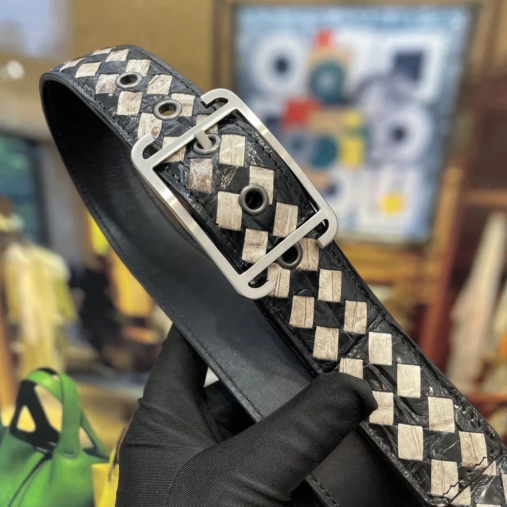 Bottega Veneta Black Woven Leather Belt - Hình 4