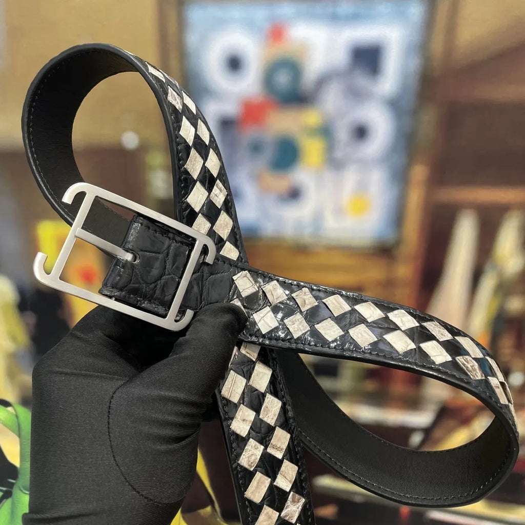 Bottega Veneta Black Woven Leather Belt - Hình 5