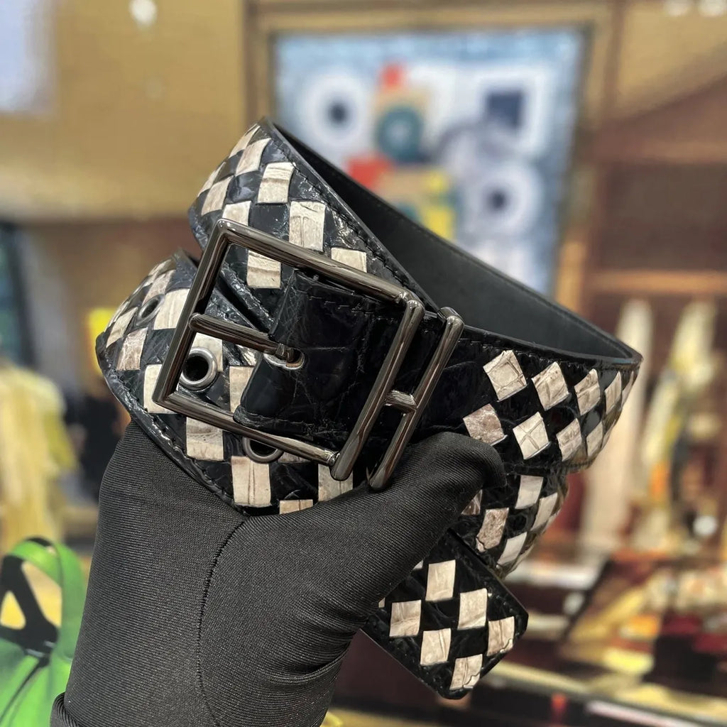 Bottega Veneta Woven Check Belt - Hình 2