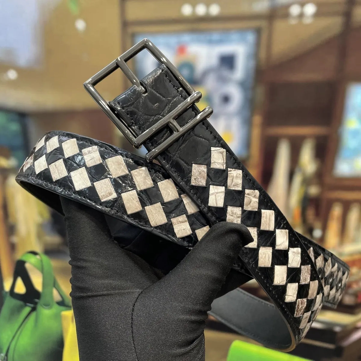 Bottega Veneta Woven Check Belt - Hình 3