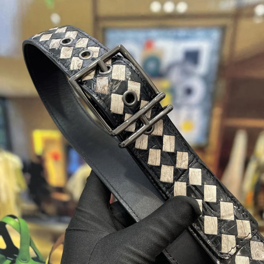 Bottega Veneta Woven Check Belt - Hình 4