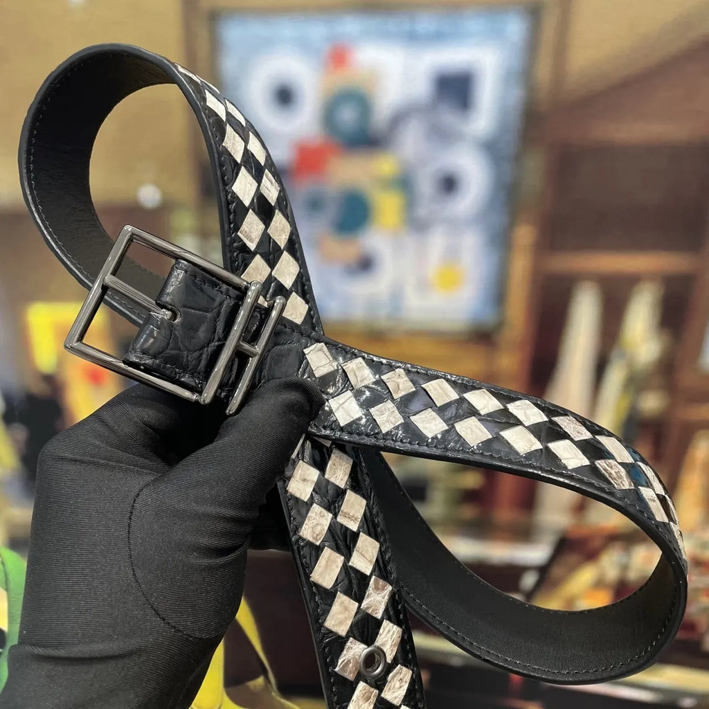 Bottega Veneta Woven Check Belt - Hình 5