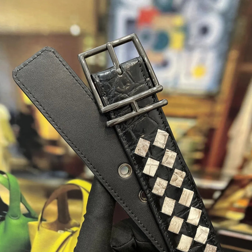 Bottega Veneta Woven Check Belt - Hình 8