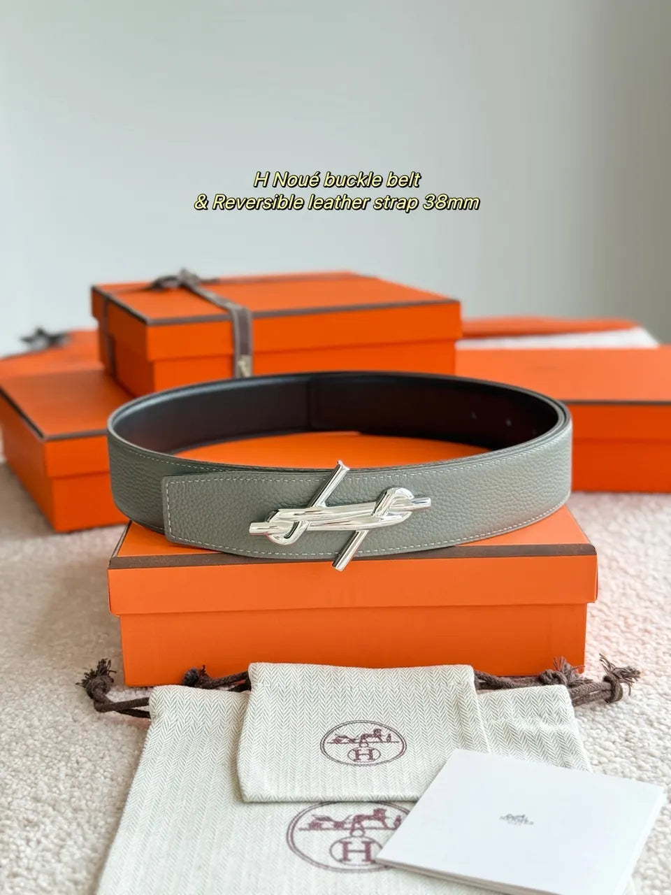 Hermes Brown H Noué Reversible Belt