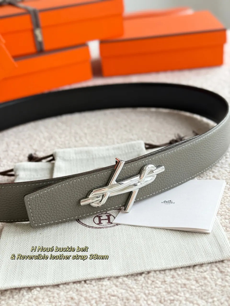 Hermes Brown H Noué Reversible Belt - Hình 2