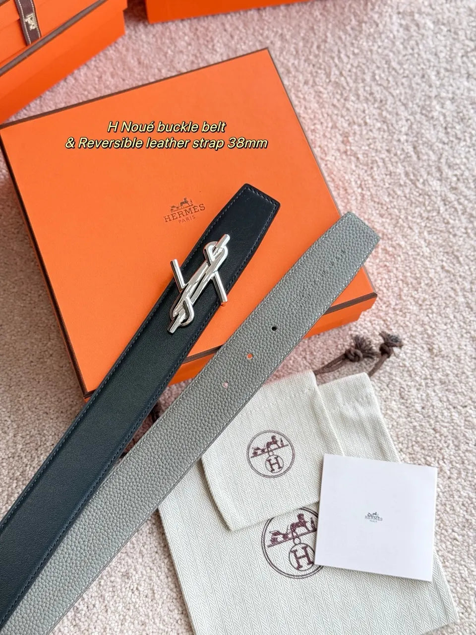 Hermes Brown H Noué Reversible Belt - Hình 3