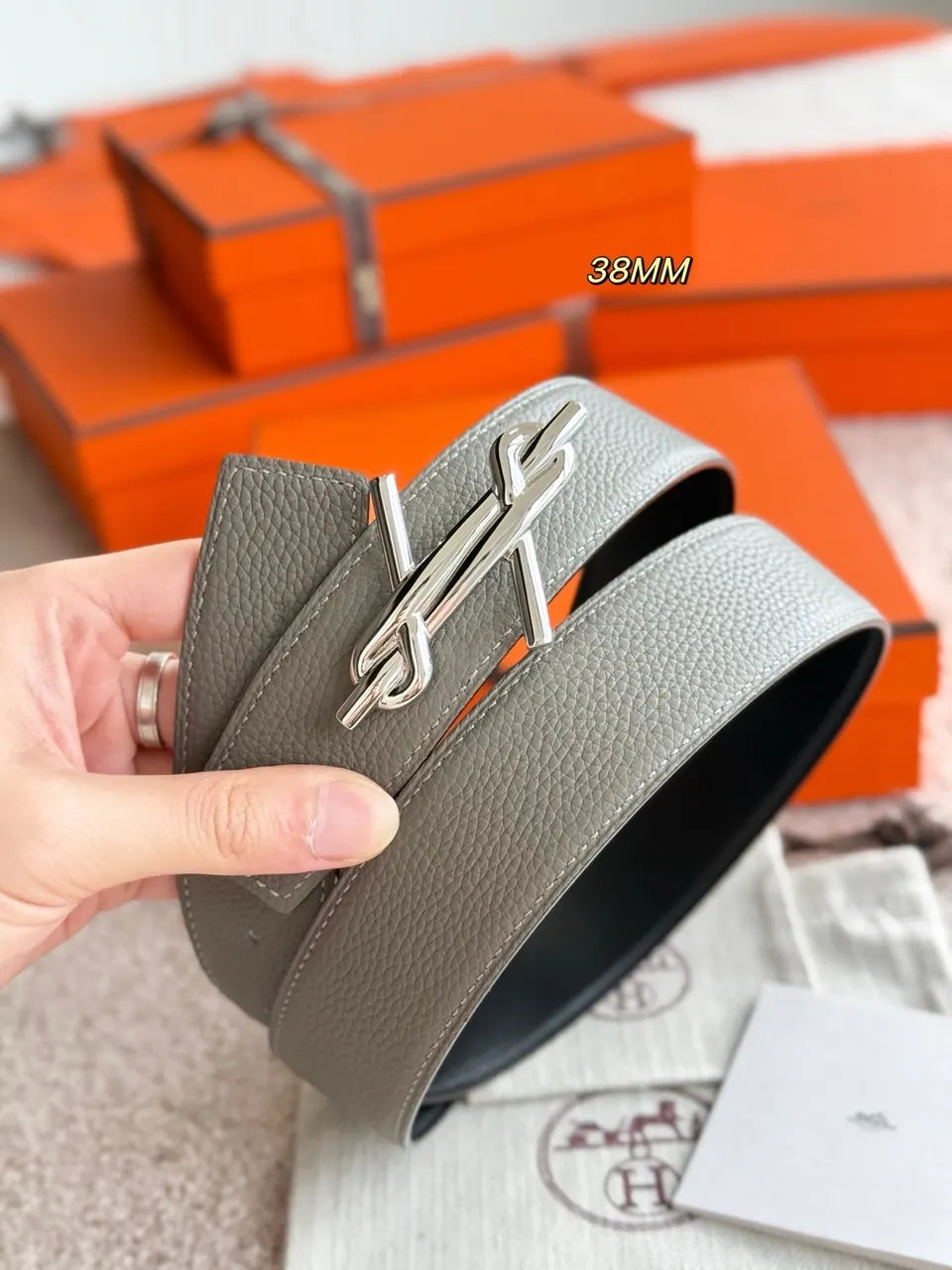 Hermes Brown H Noué Reversible Belt - Hình 4
