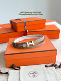 Hermes Taupe White Belt