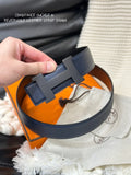 navy Hermes Matte Black Buckle Belt