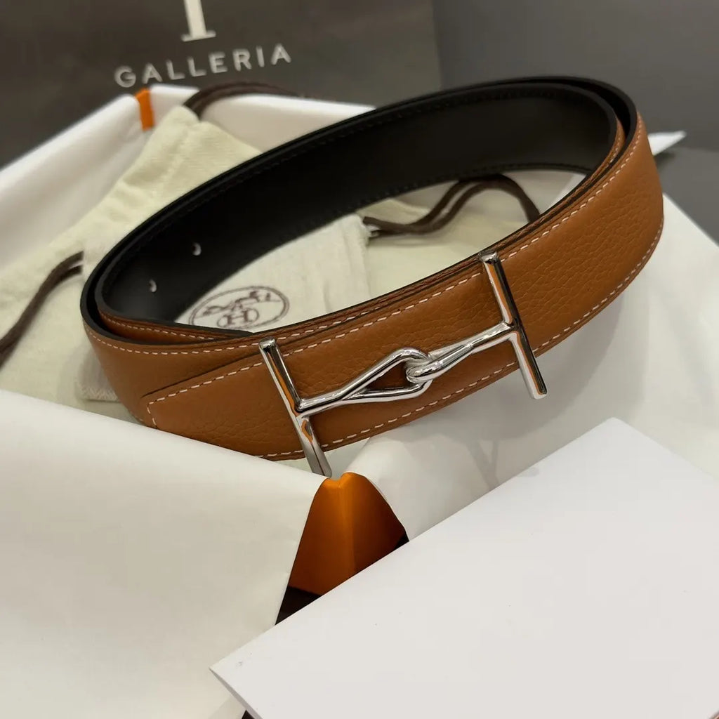 Hermes Gold Epsom Leather Belt - Hình 3