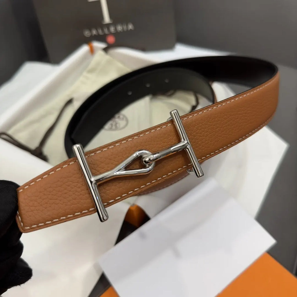Hermes Gold Epsom Leather Belt - Hình 4