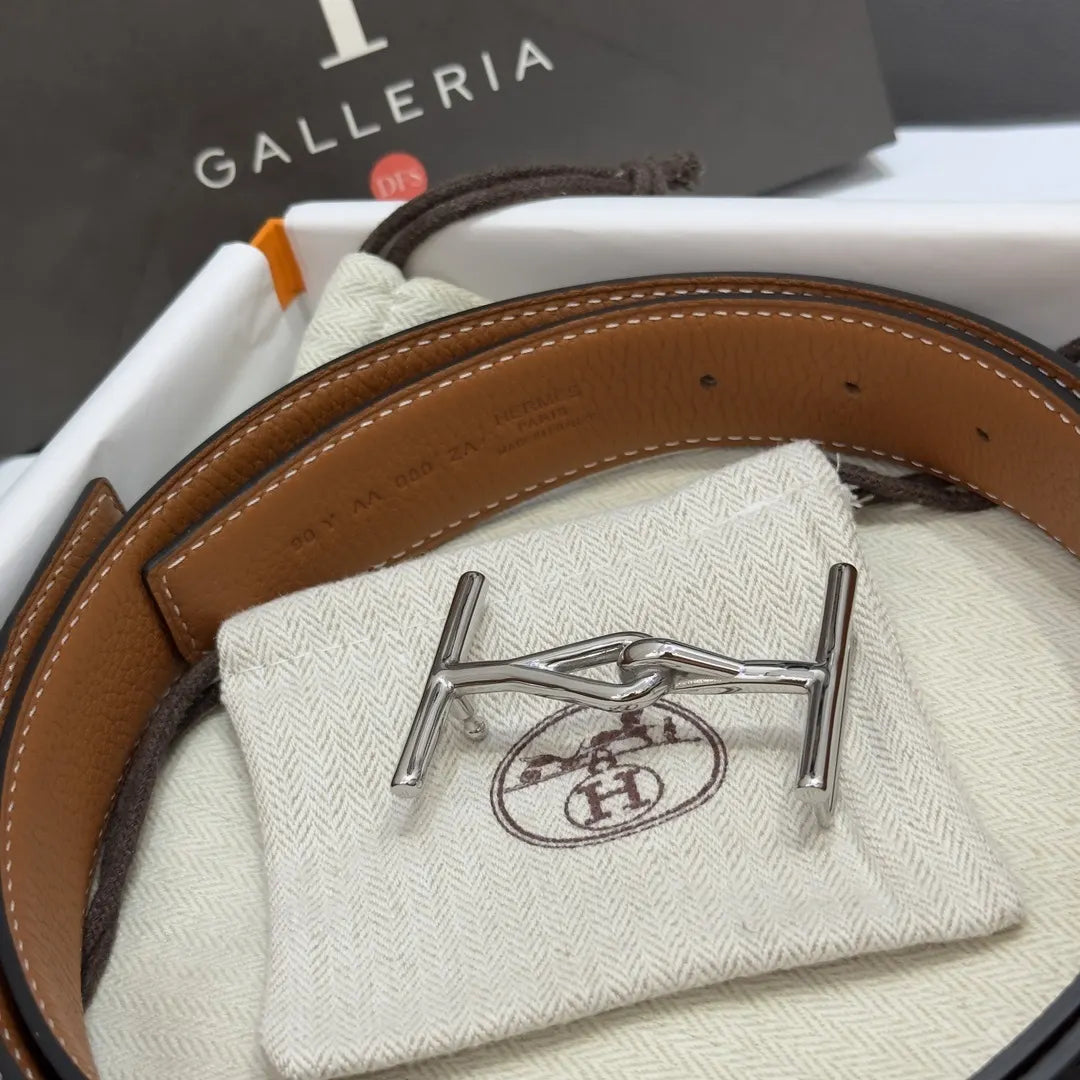 Hermes Gold Epsom Leather Belt - Hình 6