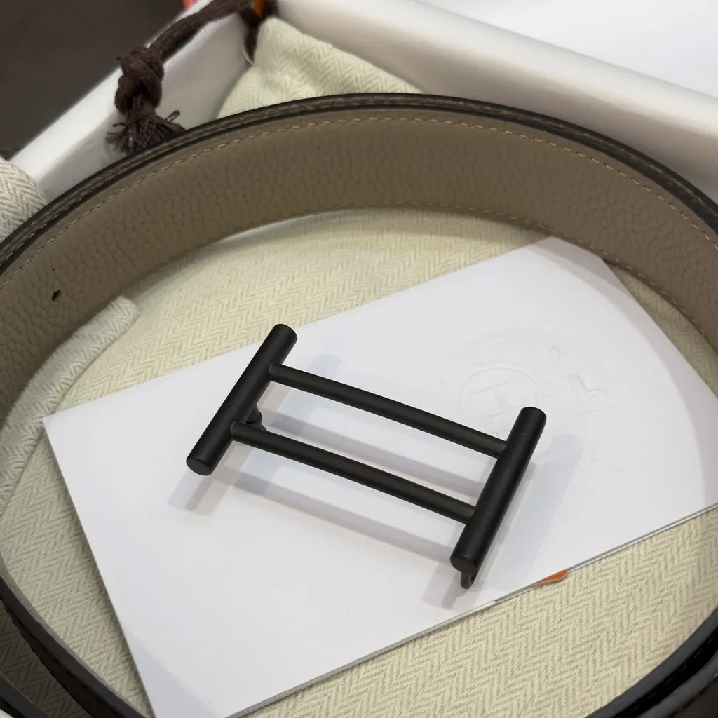 Hermes Dove Gray Leather Belt - Hình 6