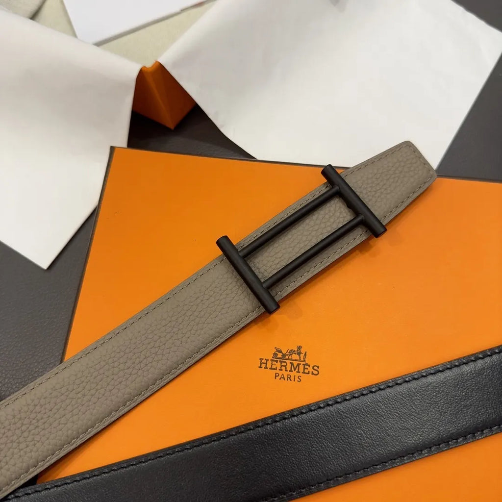 Hermes Dove Gray Leather Belt - Hình 7