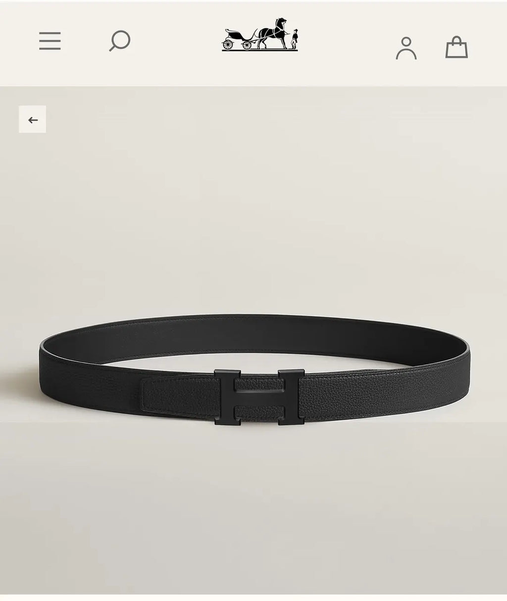 buckle Hermes Matte Black Leather Belt