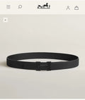 buckle Hermes Matte Black Leather Belt